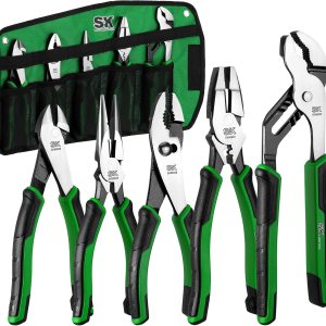 SK Juego de alicates de 5 piezas, alicates de punta de aguja de 8 pulgadas, alicates Linesman de 9.5 pulgadas, alicates de junta deslizante de 8 SK Juego de alicates de 5 piezas, alicates de punta de aguja de 8 pulgadas, alicates Linesman de 9.5 pulgadas, alicates de junta deslizante de 8