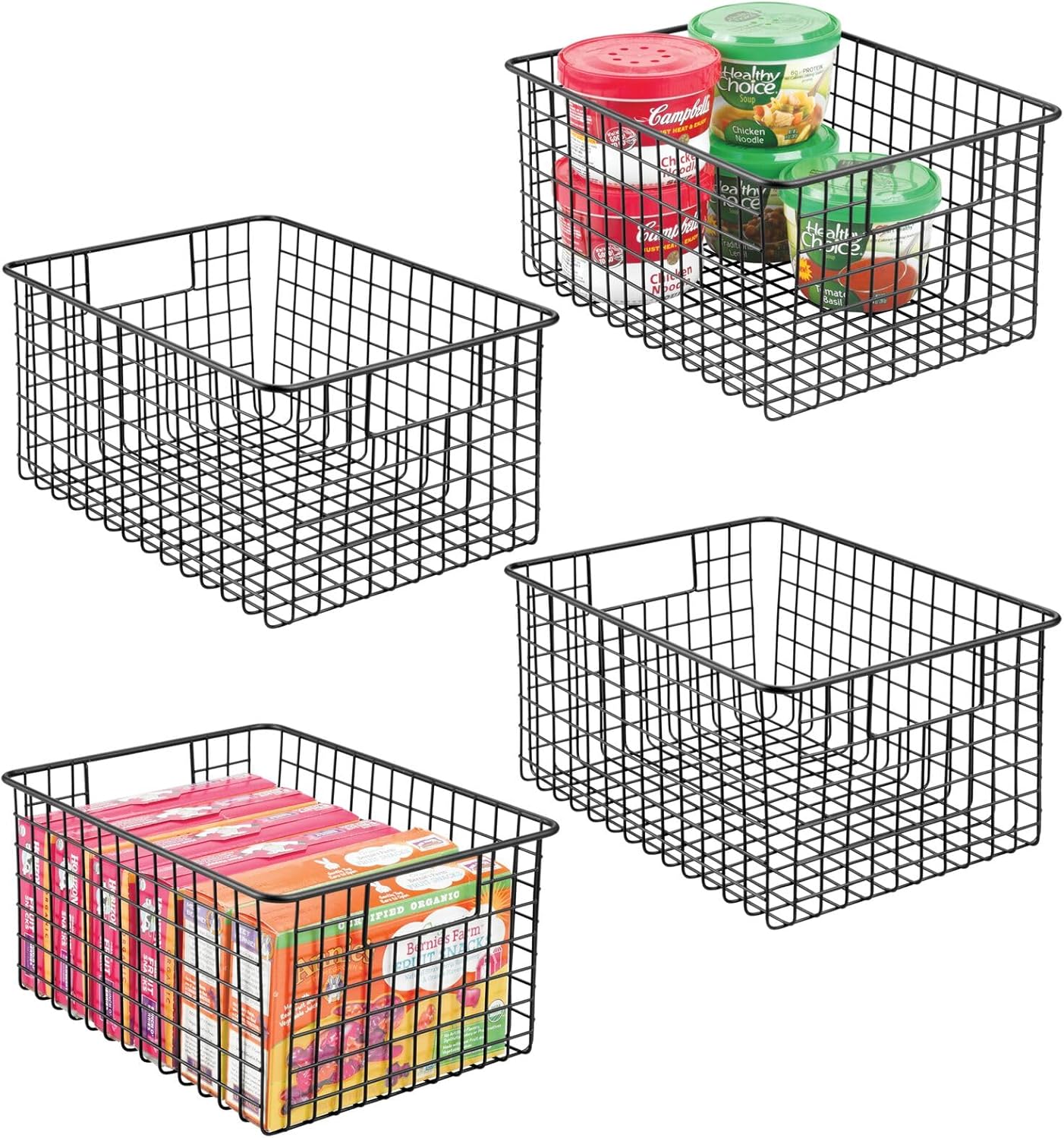 mDesign – Canasta de alambre de metal, para organizar y almacenar alimentos