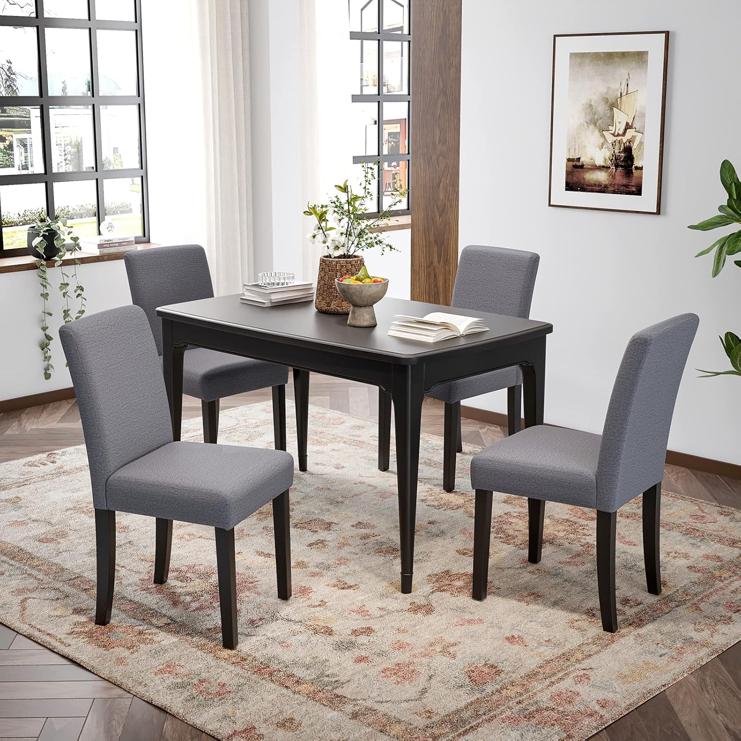 Farini Parsons – Sillas de comedor, sillas de mesa de cocina de tela sin brazos, sillas Parson, sillas de cocina tapizadas, juego de 2, sillas de