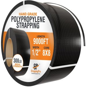Strapping Pro – Rollo de flejado de polipropileno de grado manual de resistencia industrial para envío de cajas (resistencia a la rotura de 300 Strapping Pro – Rollo de flejado de polipropileno de grado manual de resistencia industrial para envío de cajas (resistencia a la rotura de 300