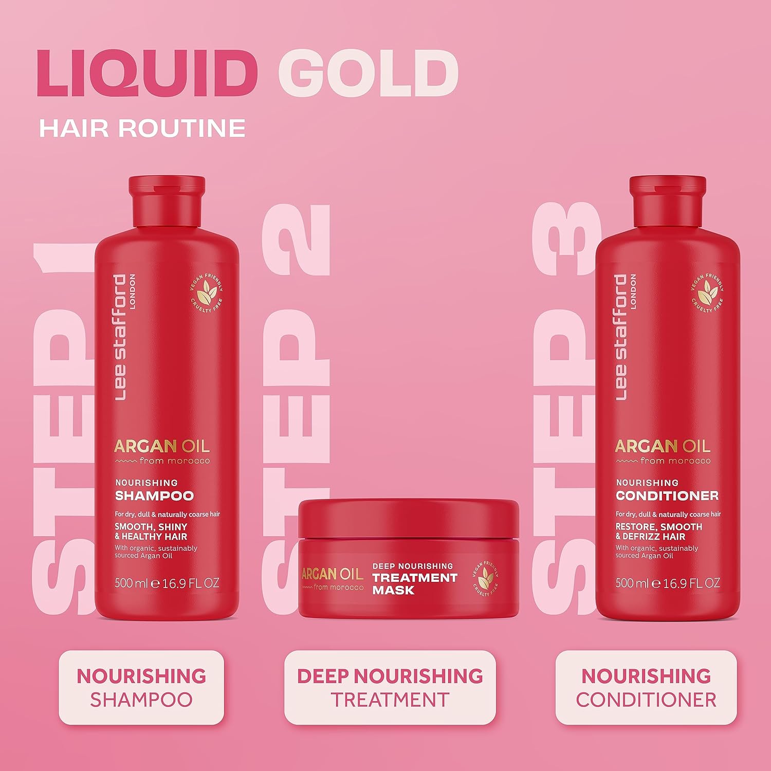 Lee Stafford Champú nutritivo de aceite de argán, 16.9 onzas líquidas, mejor para cabello seco opaco y encrespado  Cabello brillante y sedoso