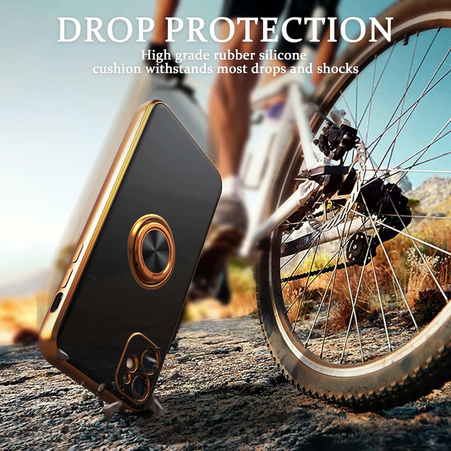 IDweel Funda para iPhone 11 con soporte de anillo de 360 con soporte magnético, ligera, delgada, borde de oro rosa, TPU suave, protección de cámara,