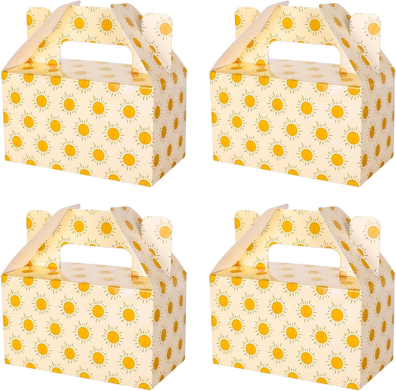 Whaline 24 cajas de regalo de fiesta de sol, bohemias, patrones de sol, acuarela, dulces, pasteles, cajas de regalo con asas, bonitas cajas de