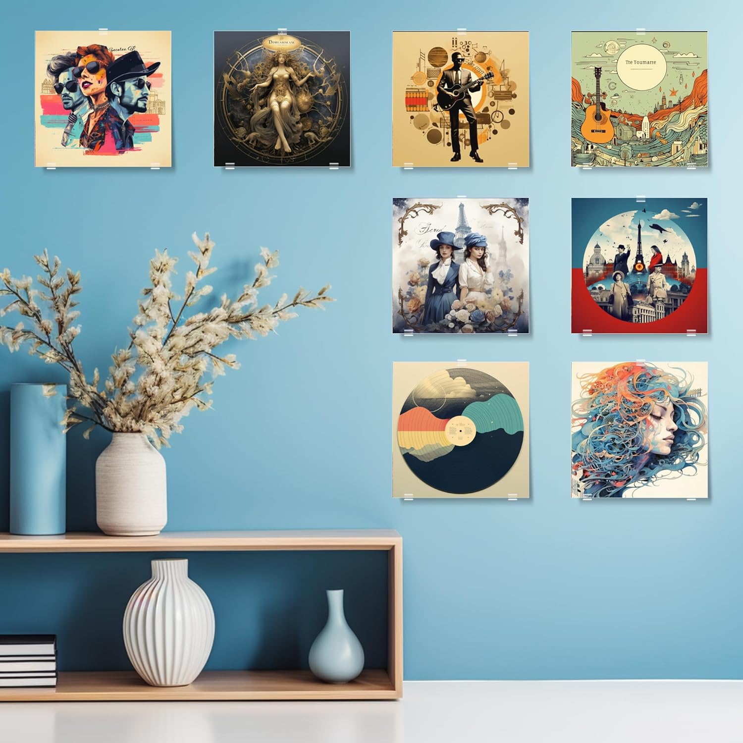 Expositor de discos de vinilo, soporte para discos de vinilo, soporte de pared, soporte de acrílico para discos de vinilo para montaje en pared y