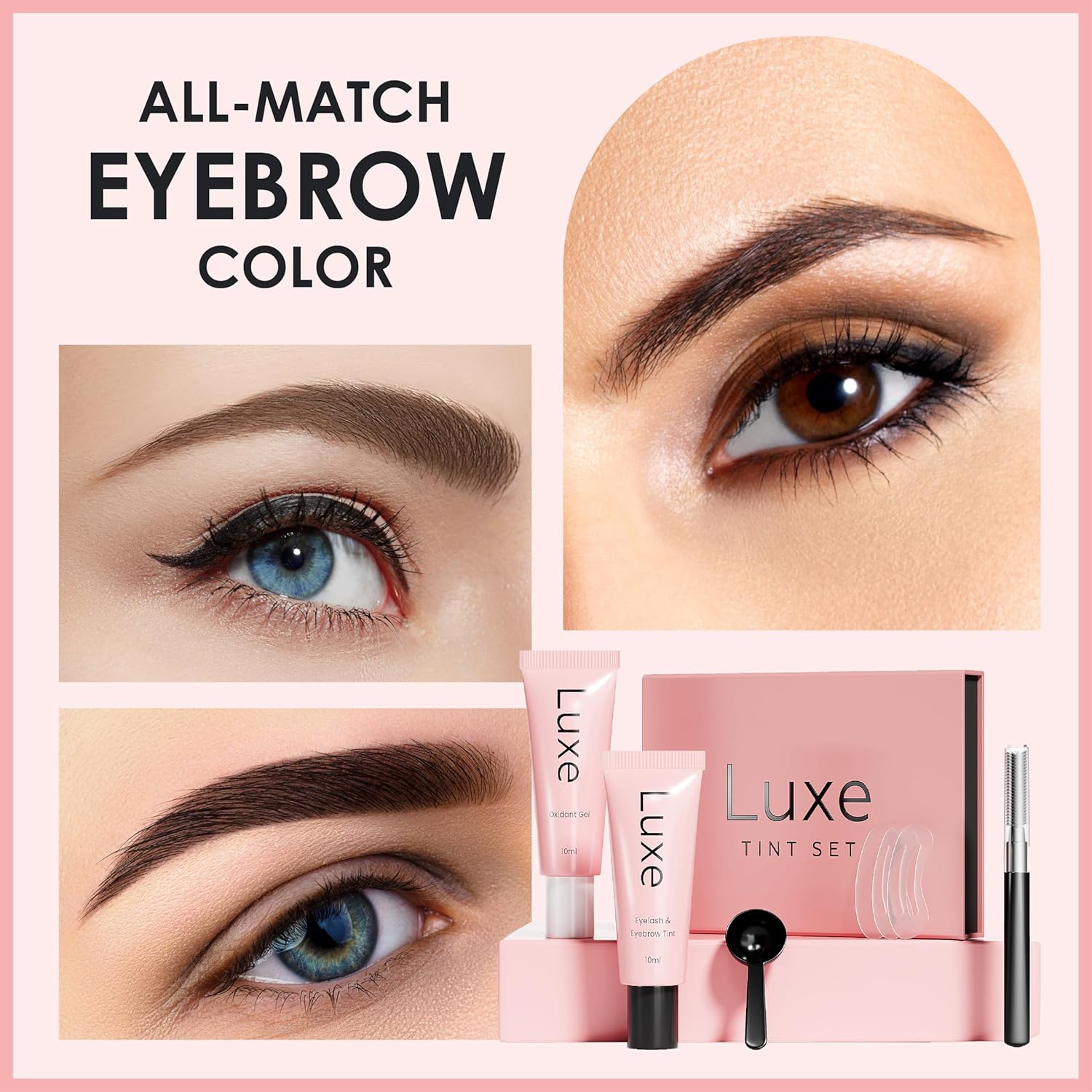 Luxe Cosmetics – Juego de colores negros para pestañas y cejas – Color temporal de larga duración (hasta 4 semanas) – Vegano y libre de crueldad