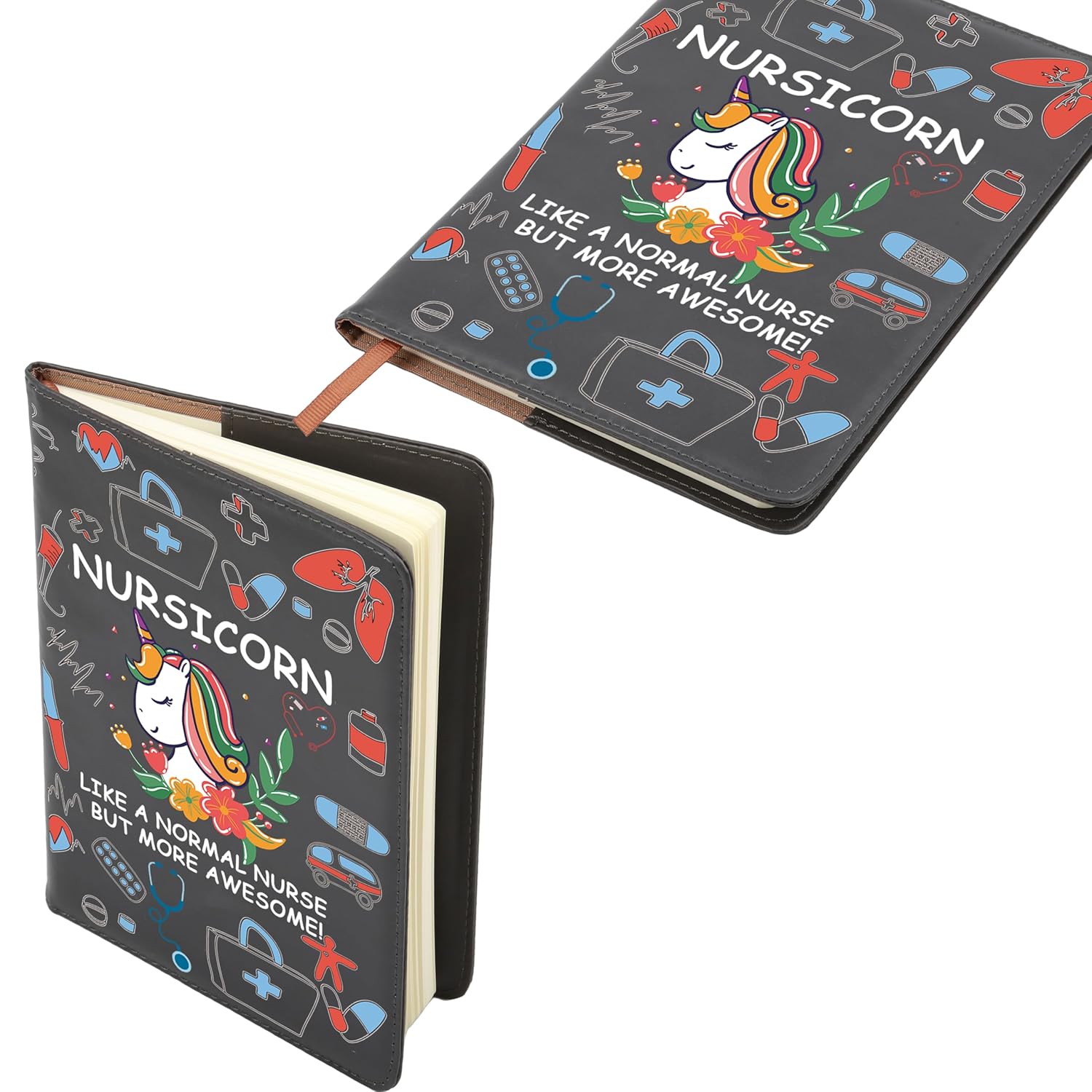 BNQL Nursicorn Nurse Gifts Nurse Leather Notebook Journal Funny Nursicorn RN NP Nursing Gifts Appreciation Birthday Gifts for Nurse (nurse Nursicorn