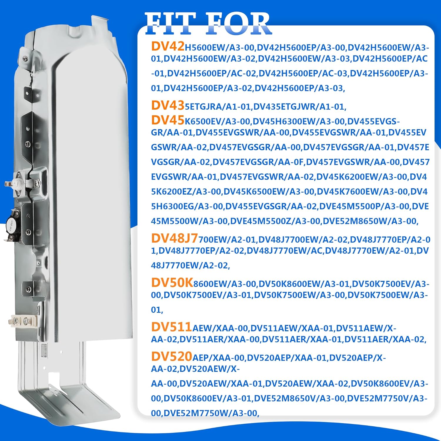 DC93-00154A Conjunto de elemento calefactor para secadora SAMSUNG -3 Calentador de conducto de secador de alambre Reemplazar Sam#DC93-00154A