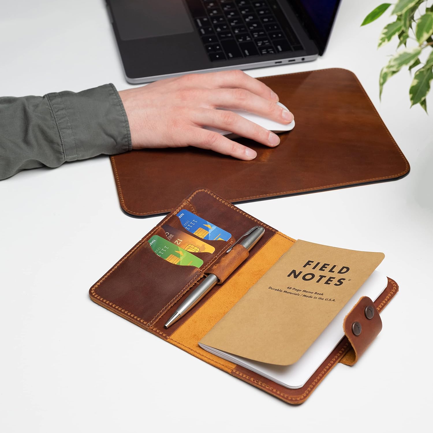 Personalized Authentic Refillable Leather Cover Compatible with Moleskine Cahier, Field Notes, 3.5″ x 5.5″ Notepad, Canyon