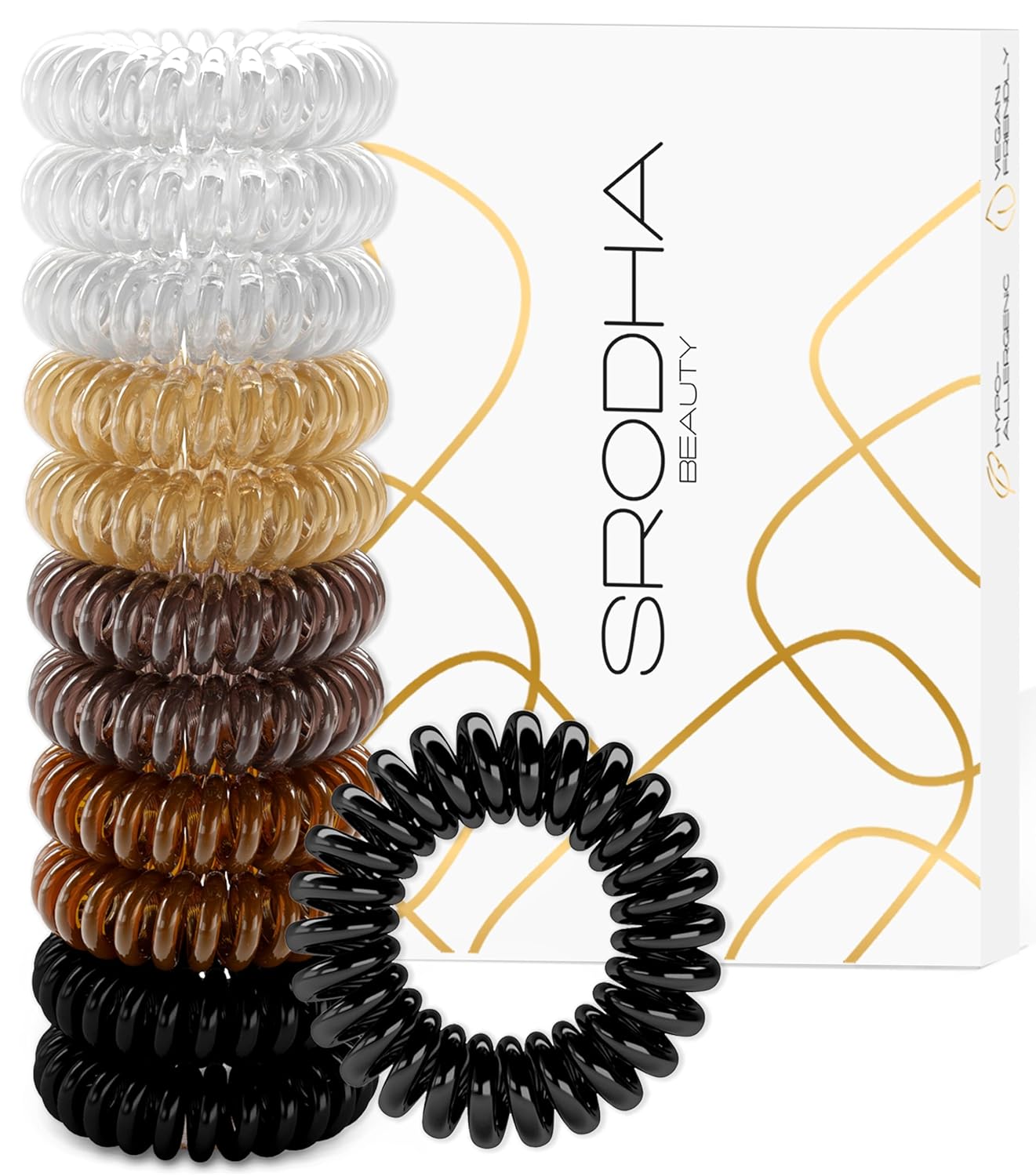 Beauty – Bandas para el cabello en espiral, paquete de 12 piezas de cintas de plástico para el cabello, fuerte sujeción impermeable, bandas
