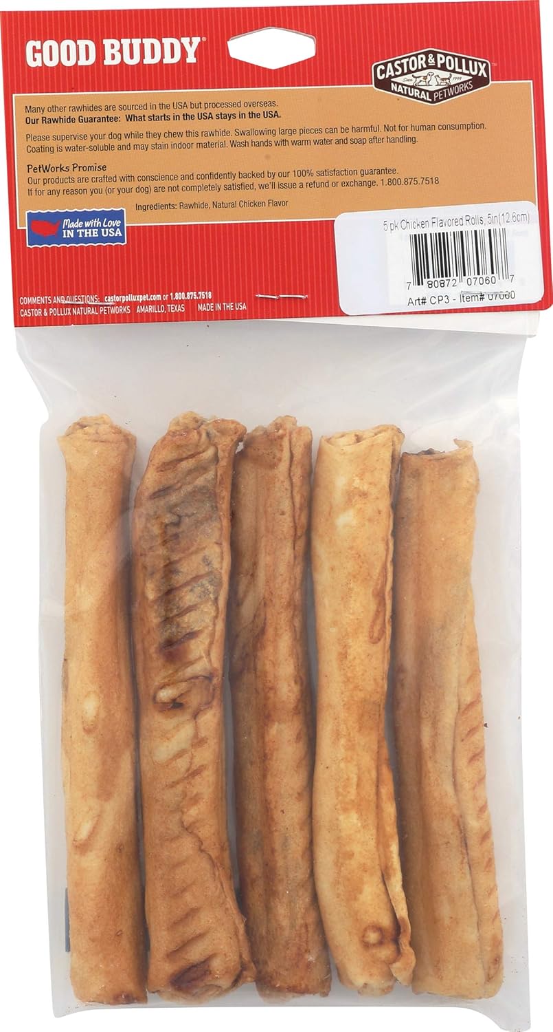 Castor & Pollux, Dog Good Buddy Sticks Rawhide USA 5 pulgadas, 5 unidades