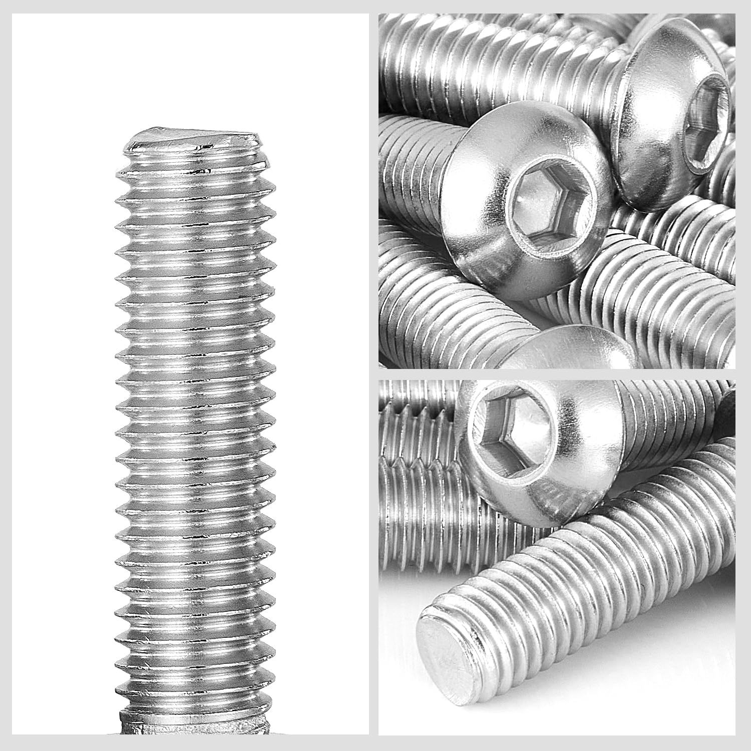 Tornillos de cabeza de botón M8-0.049 x 0.787 in, acero inoxidable 304, máquina métrica totalmente roscada, unidad hexagonal Allen, acabado