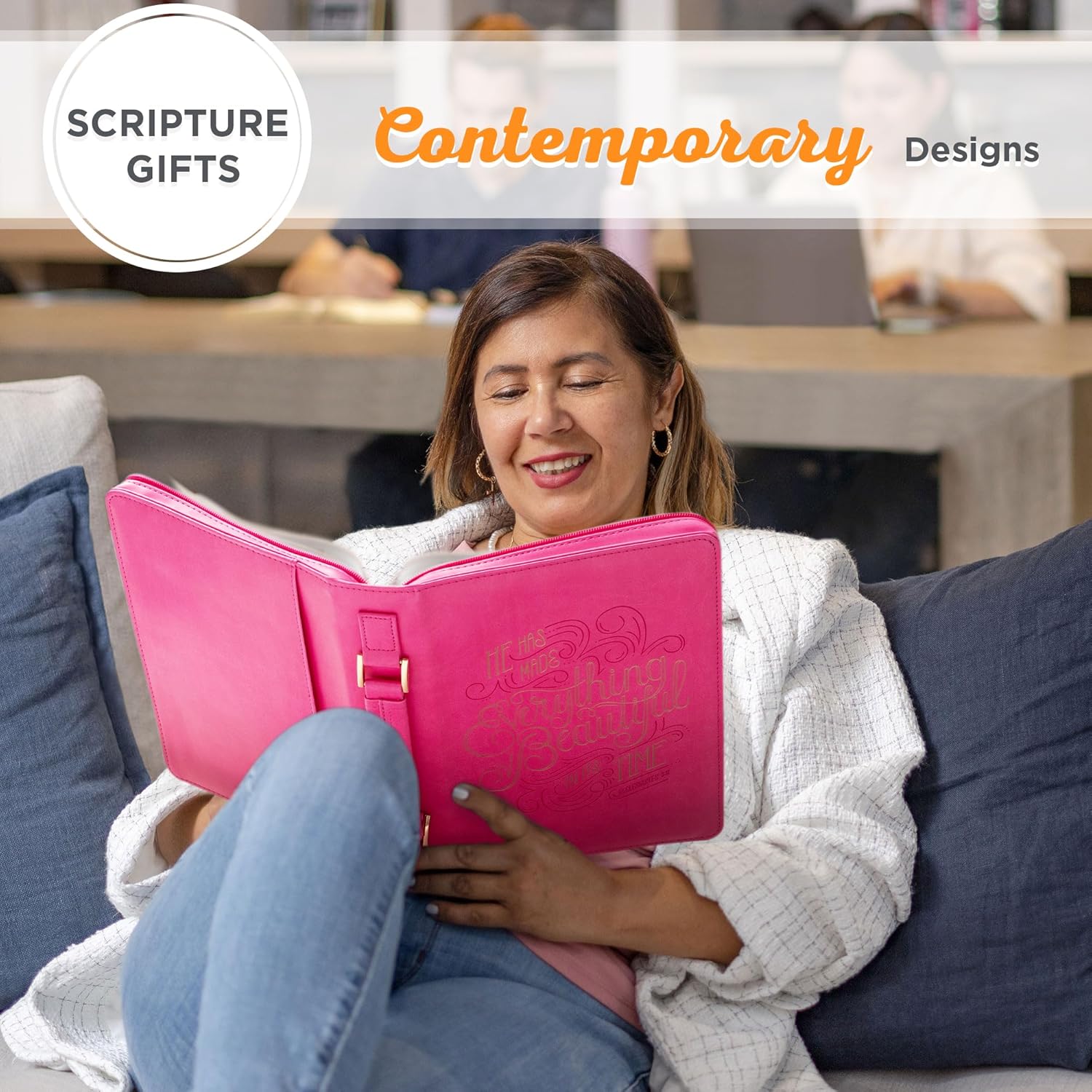 Christian Art Gifts Funda para Biblia de moda para mujer, He Has Made Everything Beautiful Eclesiastés 311, piel sintética rosa, talla M
