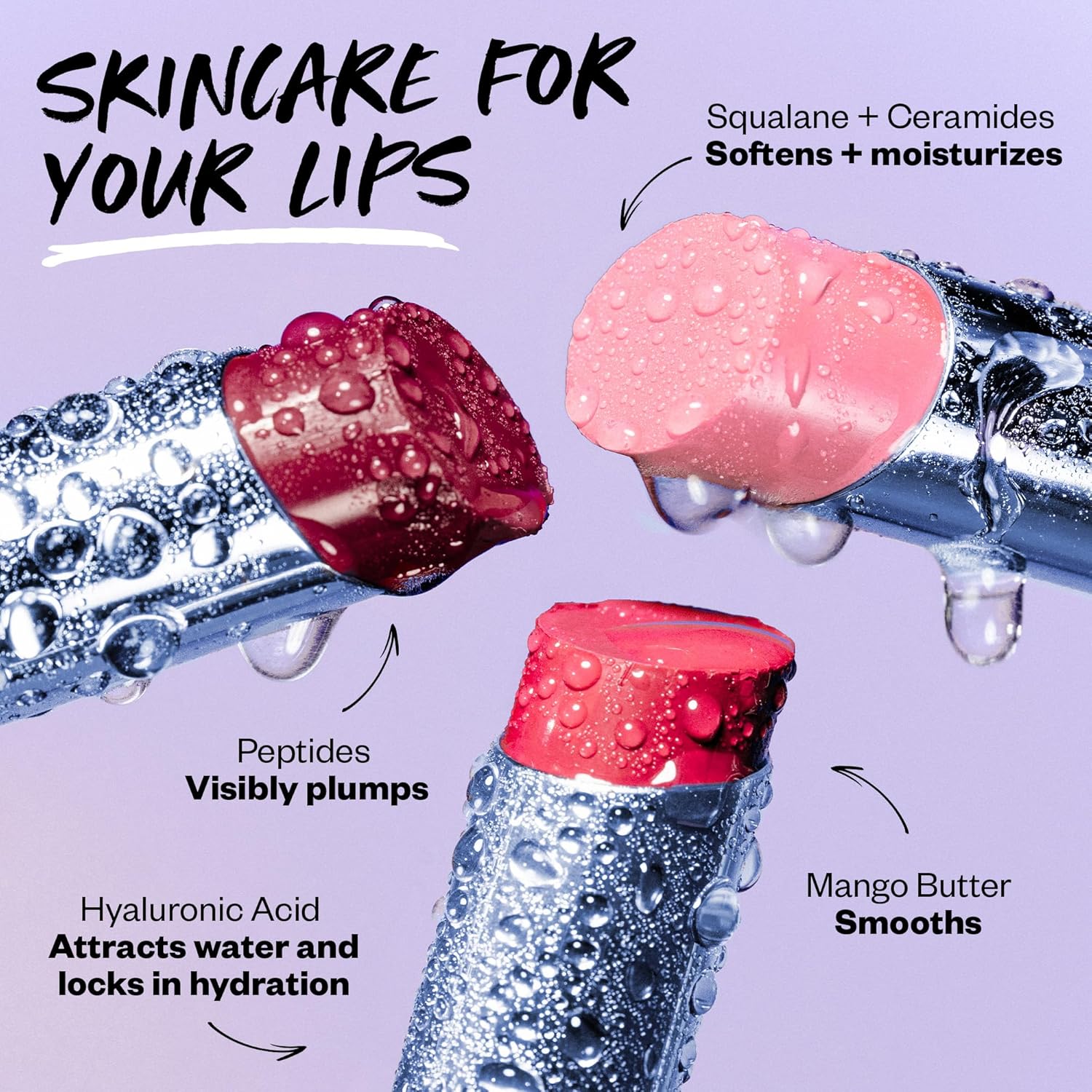 Kosas Wet Stick – Lápiz labial hidratante brillante con ceramidas, ácido hialurónico, péptidos y mantequilla de mango, calma, suaviza e hidrata los