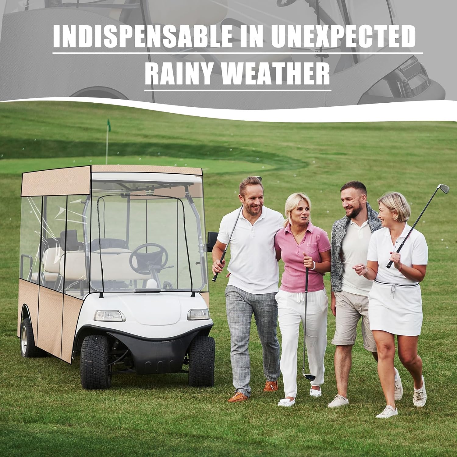 Woanger Funda para carrito de golf para 6 personas, 6 pasajeros (4 delanteros + 2 orientados hacia atrás), carcasa impermeable para carrito de golf