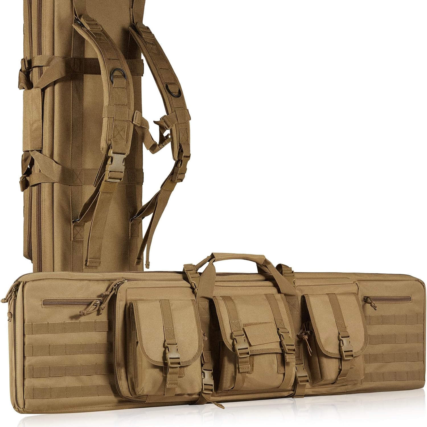 VEVOR Bolsa para rifles, bolsa táctica doble larga para pistola de 42 pulgadas, funda suave para rifle con cremallera con bloqueo, asa portátil y