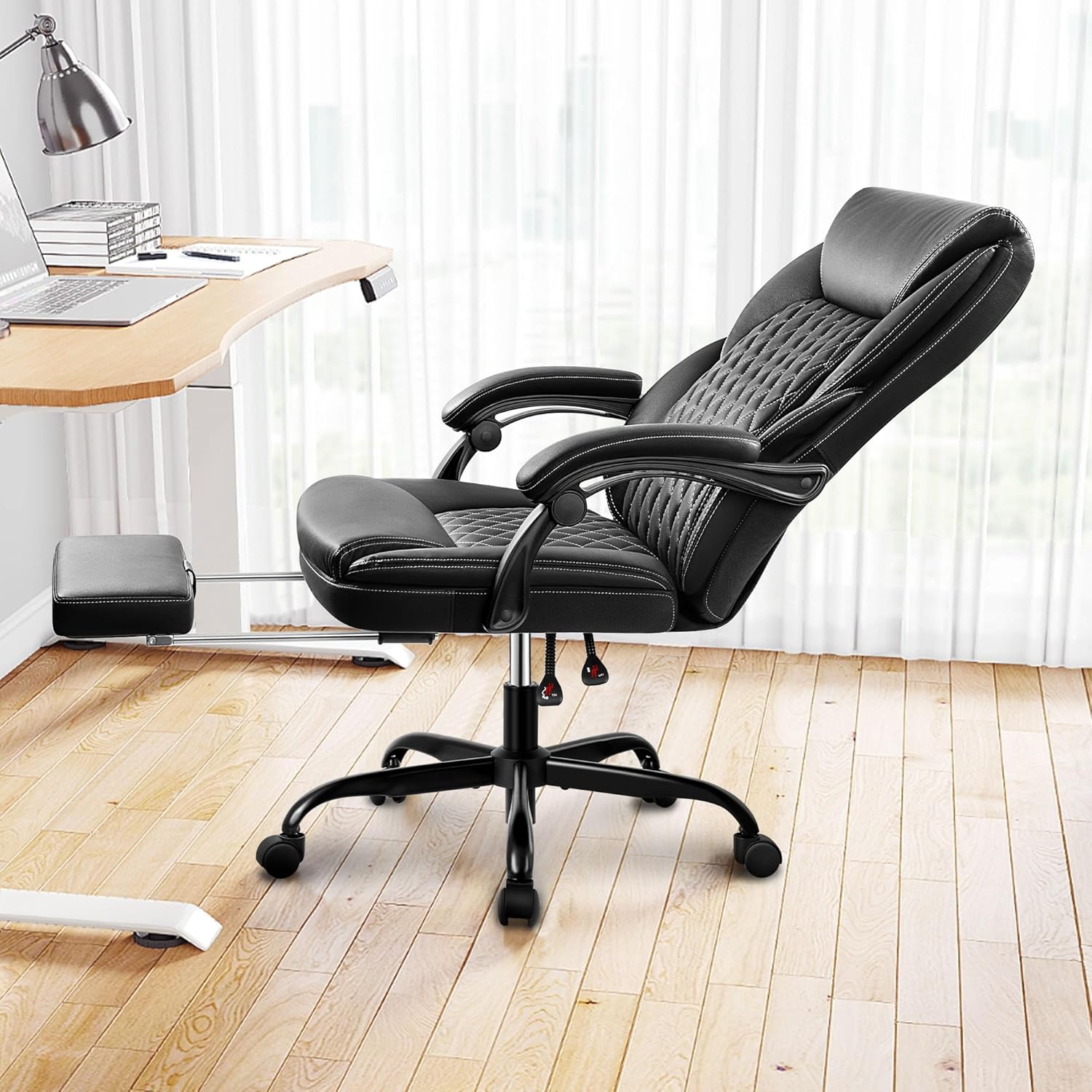 BestEra Silla de oficina, silla de oficina grande y alta, silla de oficina ejecutiva con reposapiés, silla de oficina ergonómica, sillas de