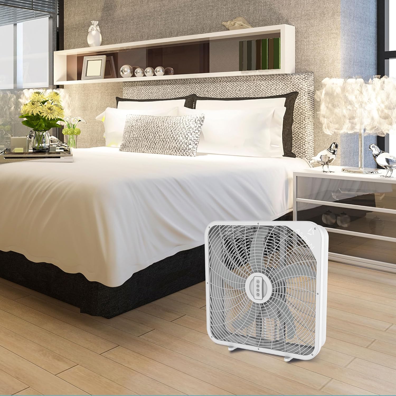 Aspen Ventilador de ventana de 20 pulgadas con control remoto, 3 velocidades de alto rendimiento y más de 2000 CFM de flujo de aire superior,
