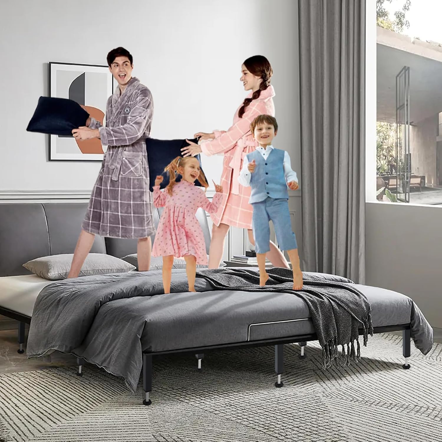 4 patas de soporte central de altura ajustable para marco de cama, patas de soporte de listones de cama para marco de cama de metalmadera, patas de
