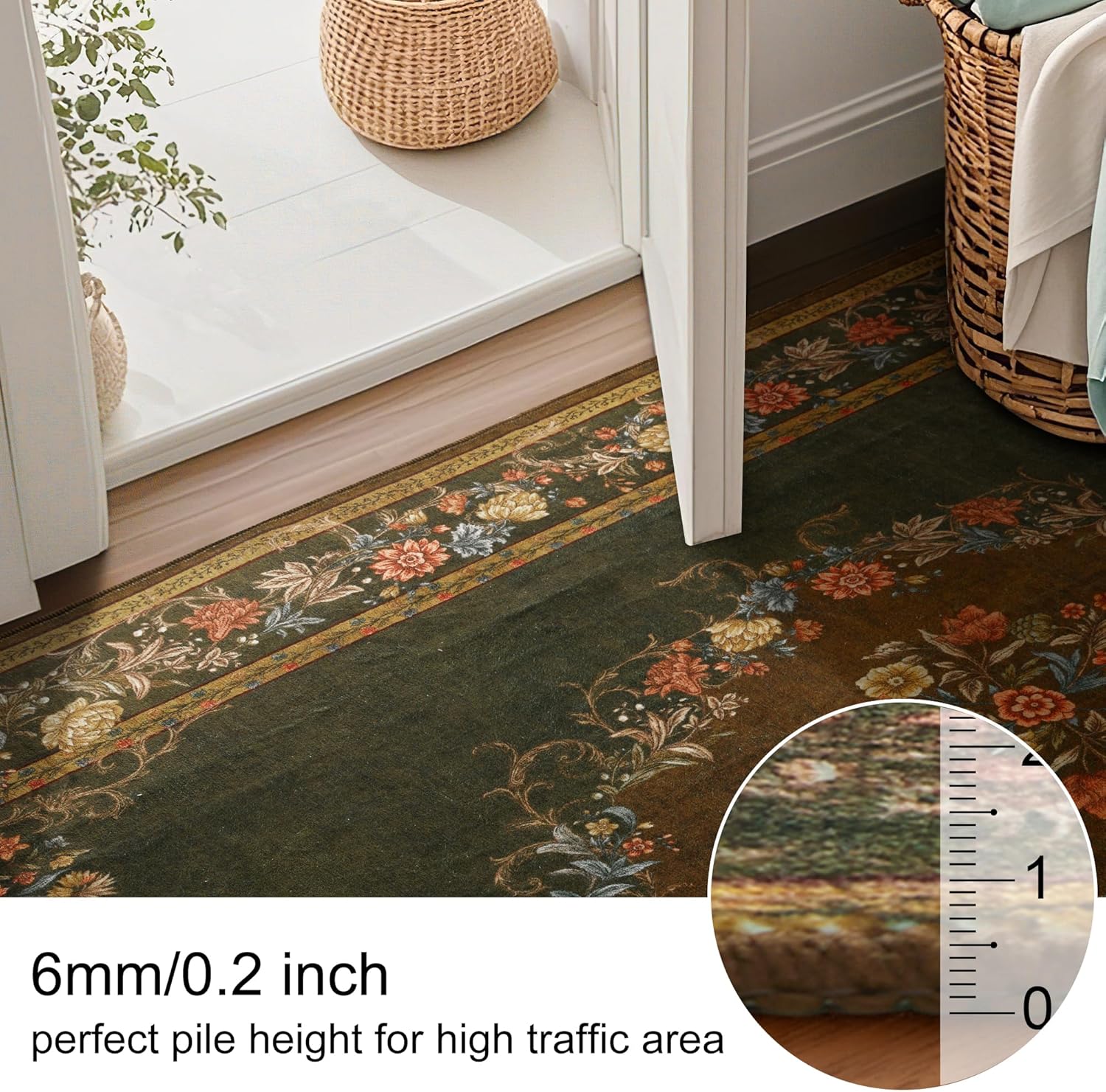 RYB HOME Alfombra lavable para sala de estar, alfombra grande de 8 x 10 pies que no se desprende para dormitorio, alfombra de lana sintética ultra