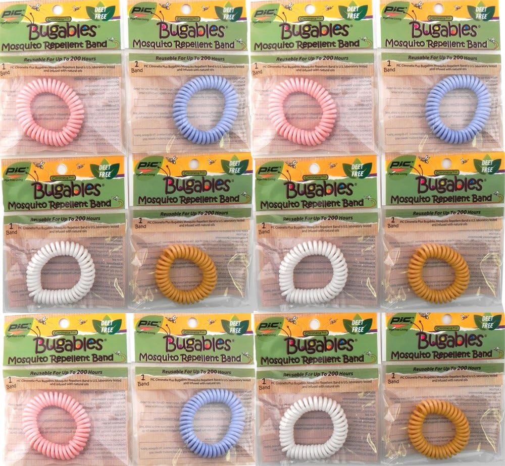 Pulsera de tobillo con 12 coloridos insectos insectos, repelente de mosquitos, repelente de mosquitos, correa de tobillo. Sin DEET no tóxico.