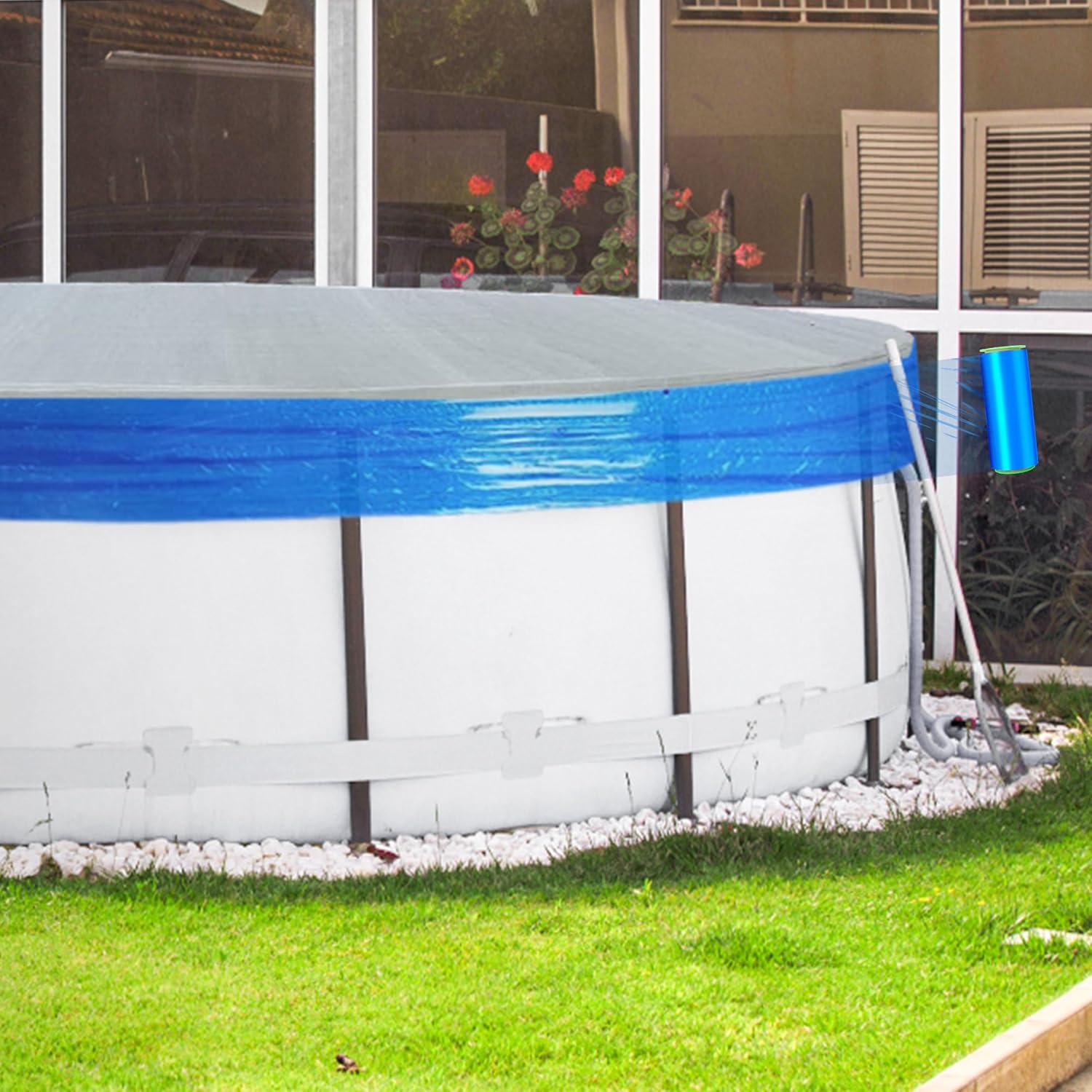 Cubierta de invierno de 1050 pies para piscinas sobre el suelo, cubierta de sello para piscinas sobre el suelo, cubierta transparente para una