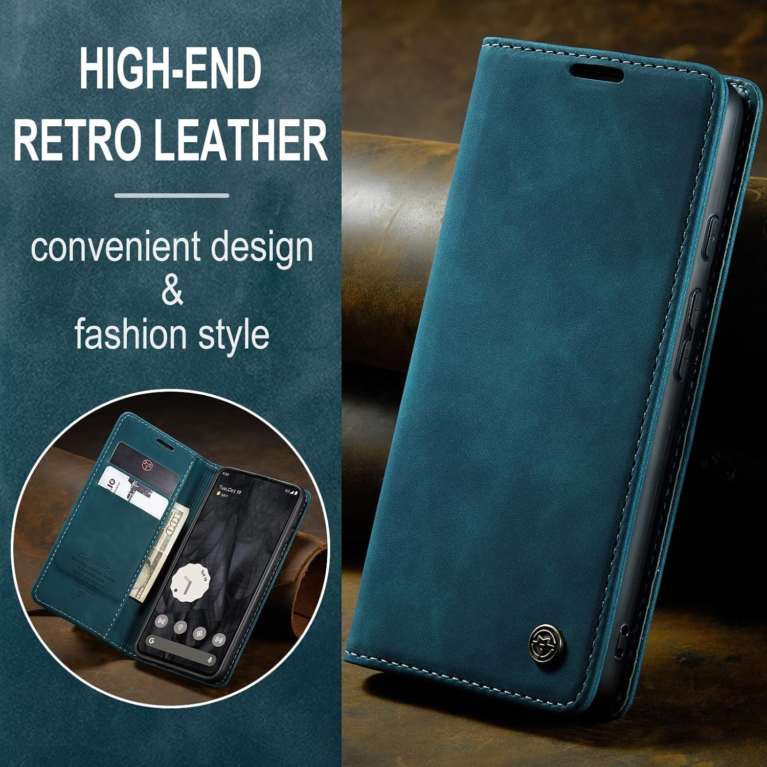 Funda tipo cartera para Google Pixel 8 Pro 5G, a prueba de golpes, con ranuras para tarjetas, soporte invisible para Google Pixel 8 Pro 5G (2023)
