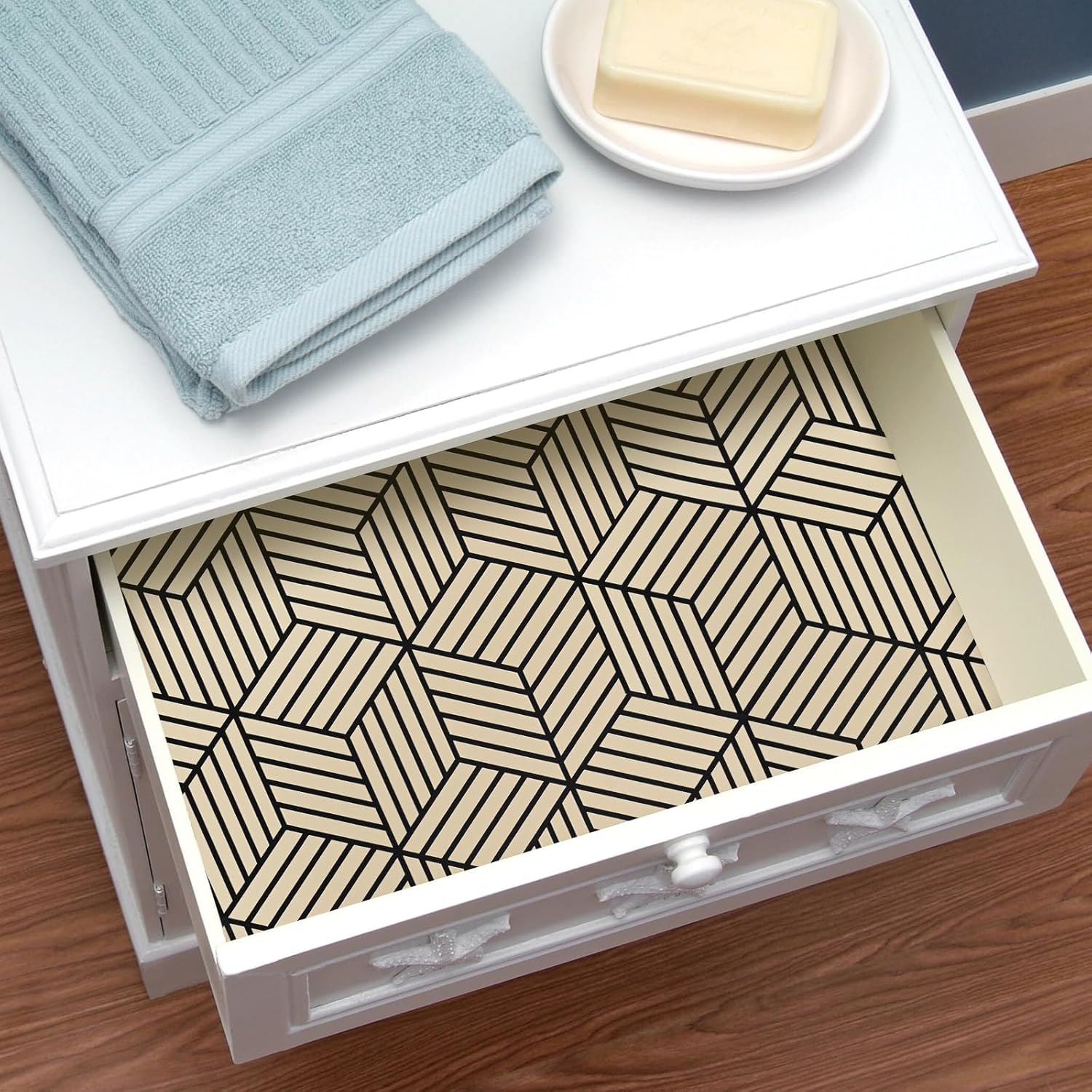 WENMER Papel tapiz hexagonal geométrico de 17.71 pulgadas x 236 pulgadas, papel tapiz de contacto marrón y negro, papel tapiz autoadhesivo