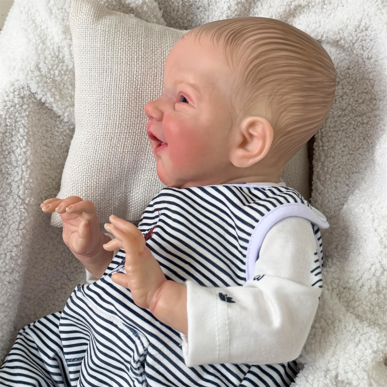 iCradle Muñecas de bebé Reborn de 20 pulgadas realistas recién nacidos, muñecas de bebé sonrientes con cuerpo suave realista, extremidades de
