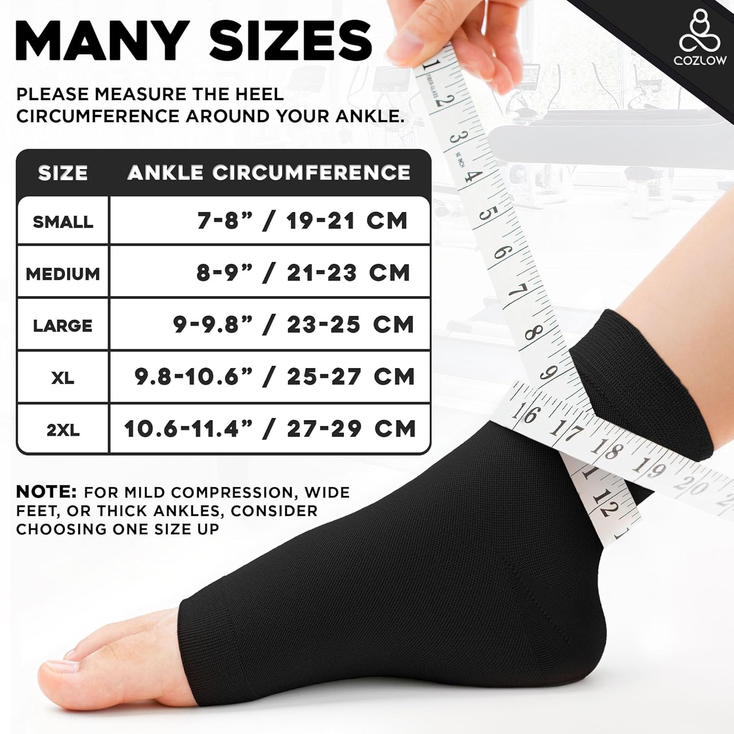 Calcetines de compresión de tobillo (XXL, negro), tobillera eficaz con compresión de 20-30 mmHg para aliviar el dolor de pies, manga de soporte de
