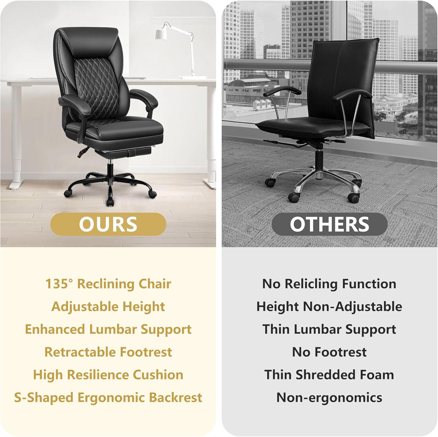 BestEra Silla de oficina, silla de oficina grande y alta, silla de oficina ejecutiva con reposapiés, silla de oficina ergonómica, sillas de