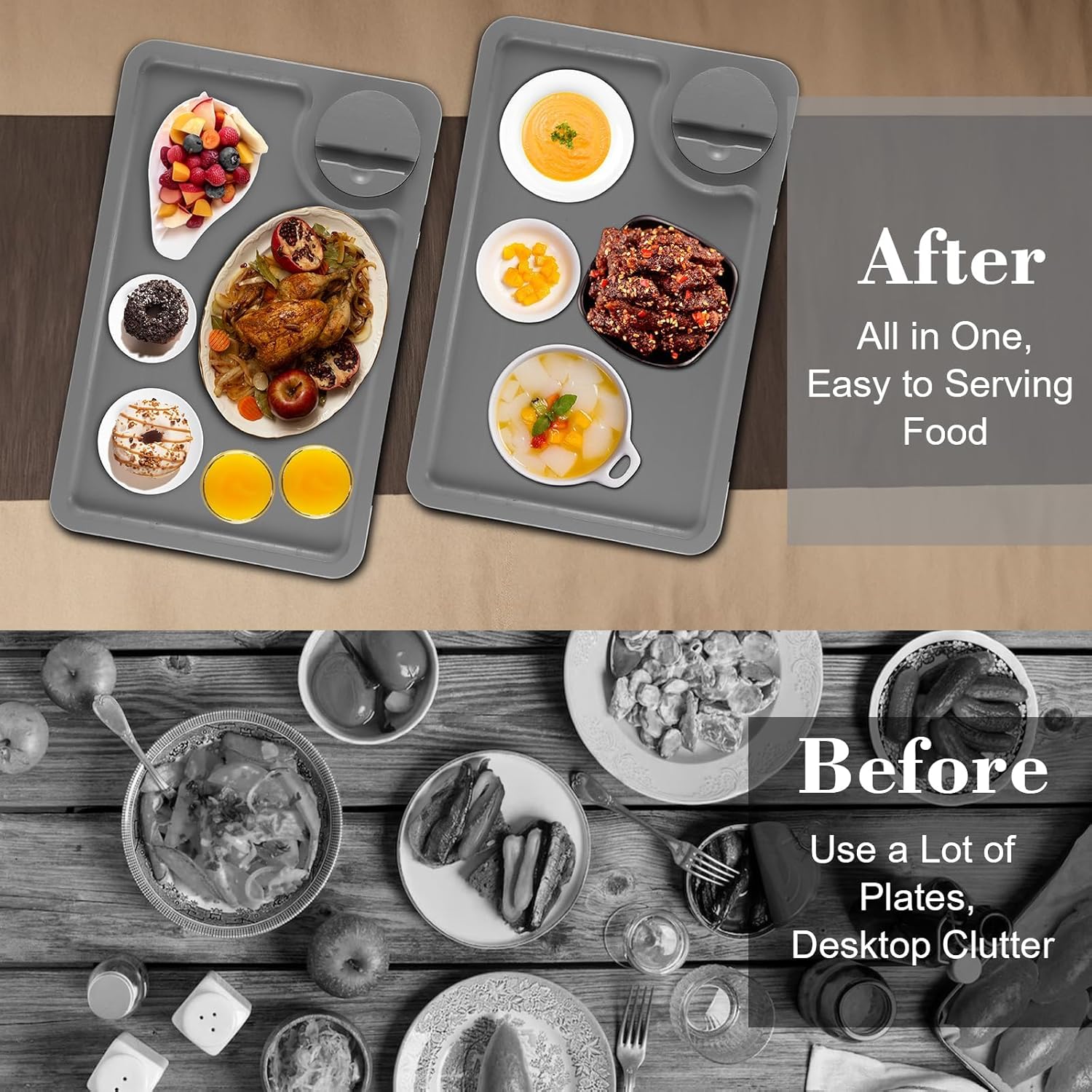 Bandeja de bambú para servir, soporte giratorio de 360, bandeja de mesa de café para comer y almacenar el trabajo, decoración para la encimera de la
