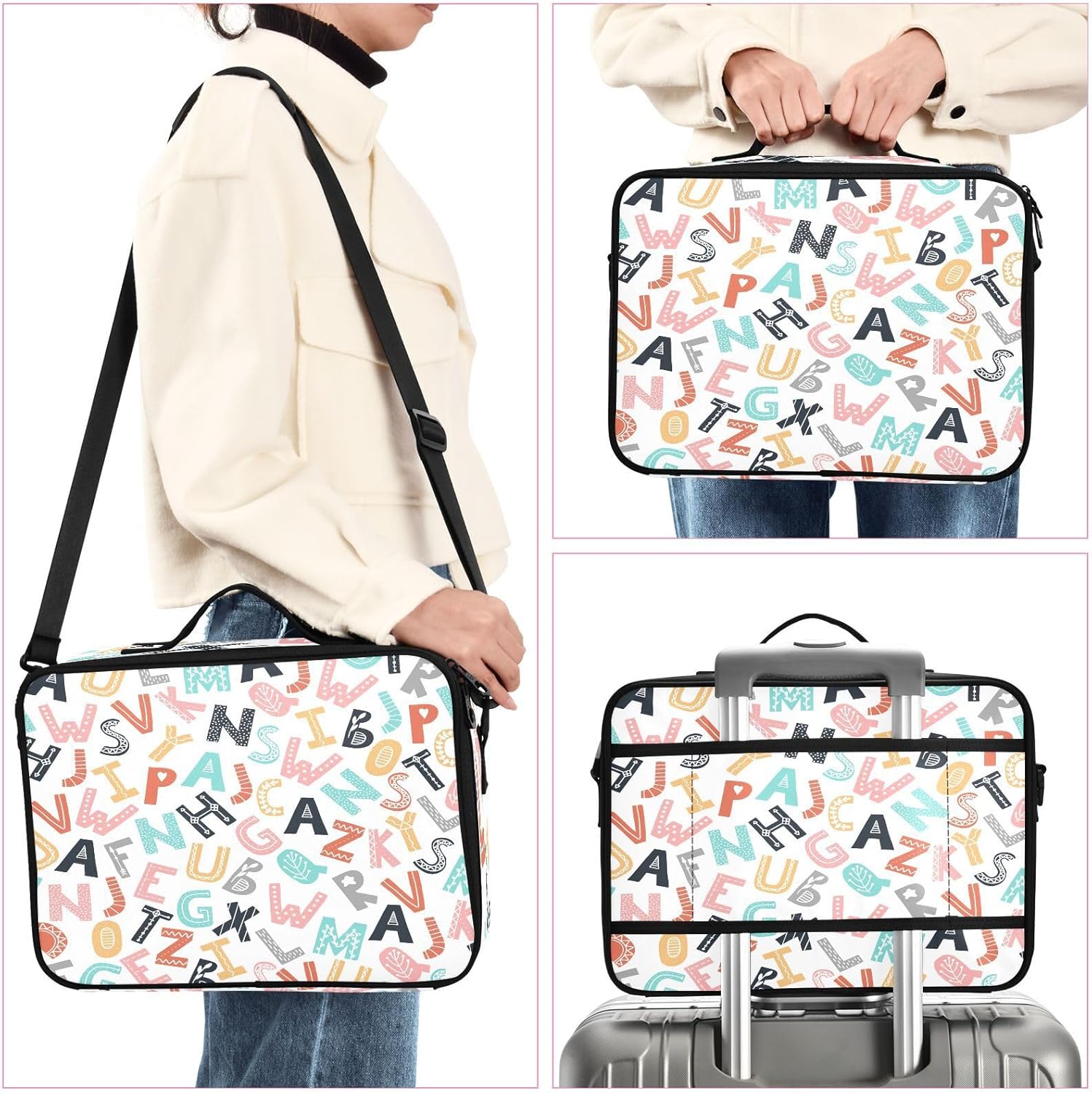 Alfabeto de estilo escandinavo maquillaje de viaje cosmético bolsa de maquillaje bolsa de maquillaje de viaje bolsas de maquillaje para mujeres