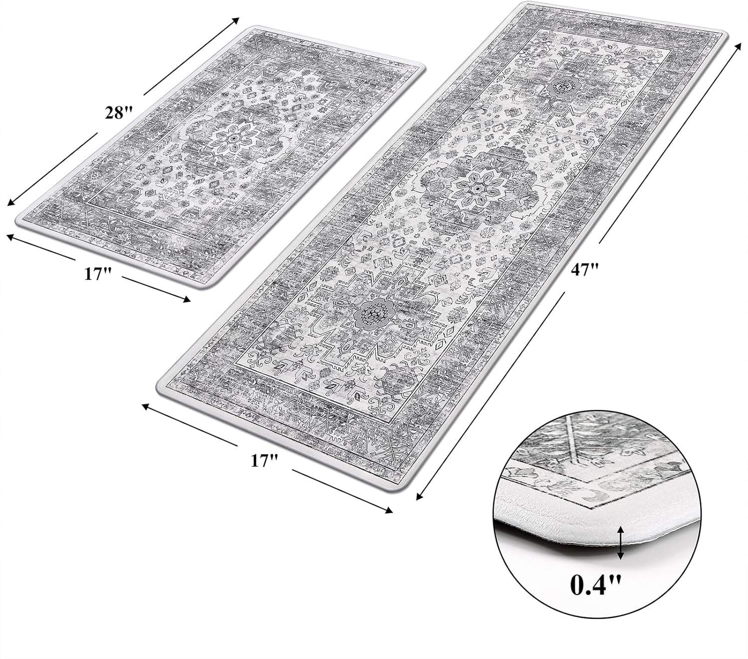 Pauwer Juego de 2 tapetes de cocina antideslizantes para piso, tapetes de cocina acolchados para piso, tapete cómodo de pie, tapete de pie