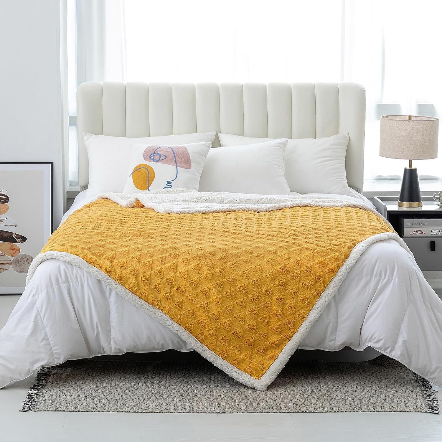 LOMAO Manta para sofá  Mantas de vellón y mantas de piel sintética, suave y mullida, manta de sherpa acogedora manta de regalo para cama, sofá (50 x