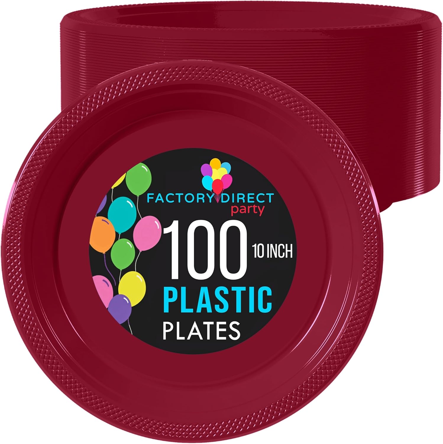Exquisite Platos de plástico burdeos, 100 platos desechables redondos de 10 pulgadas I de 10 pulgadas, platos desechables de color burdeos para