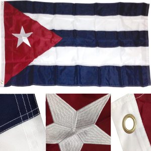 Premium 4X6 FT Embroidered Cuba Cuban 210D Sewn Nylon Flag Grommets Premium 4X6 FT Embroidered Cuba Cuban 210D Sewn Nylon Flag Grommets