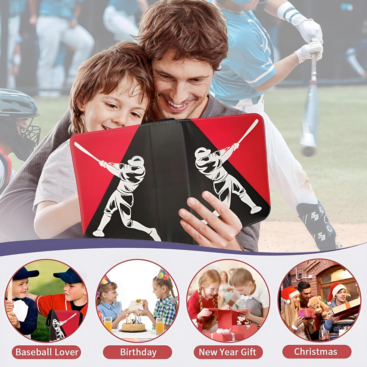Carpeta para tarjetas de béisbol, 900 bolsillos, 50 mangas, carpeta de béisbol grande, 3 anillos con cremallera, soporte para tarjetas