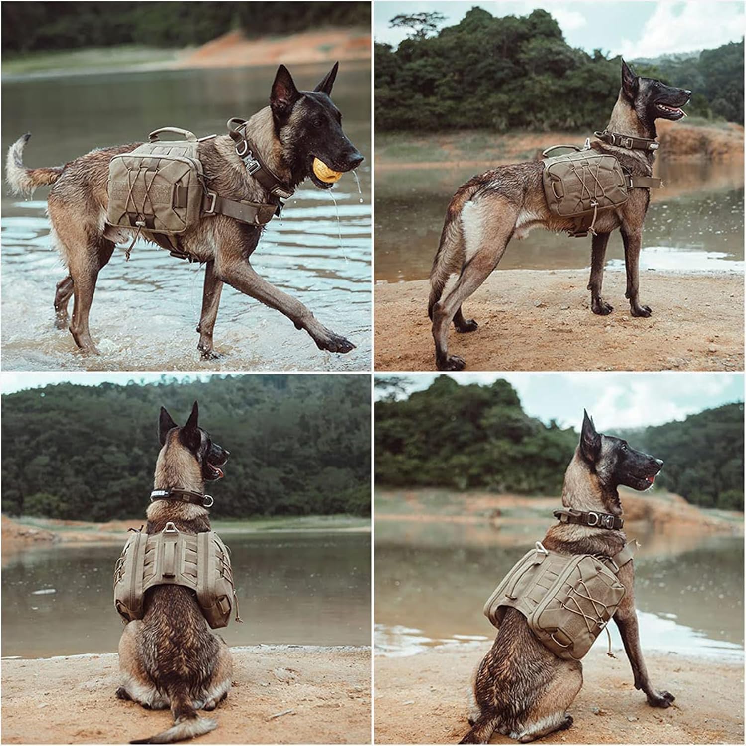 EXCELLENT ELITE SPANKER Paquete de mochila para perros, mochila para camping, senderismo, perro mediano y grande con 2 bolsillos laterales