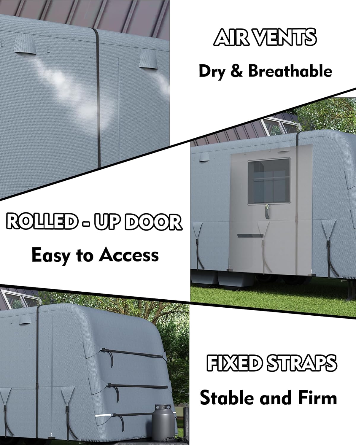 Cubierta de remolque de viaje de alta resistencia, extra gruesa, impermeable y anti-UV, panel superior de 6 capas, cubierta reforzada a prueba de