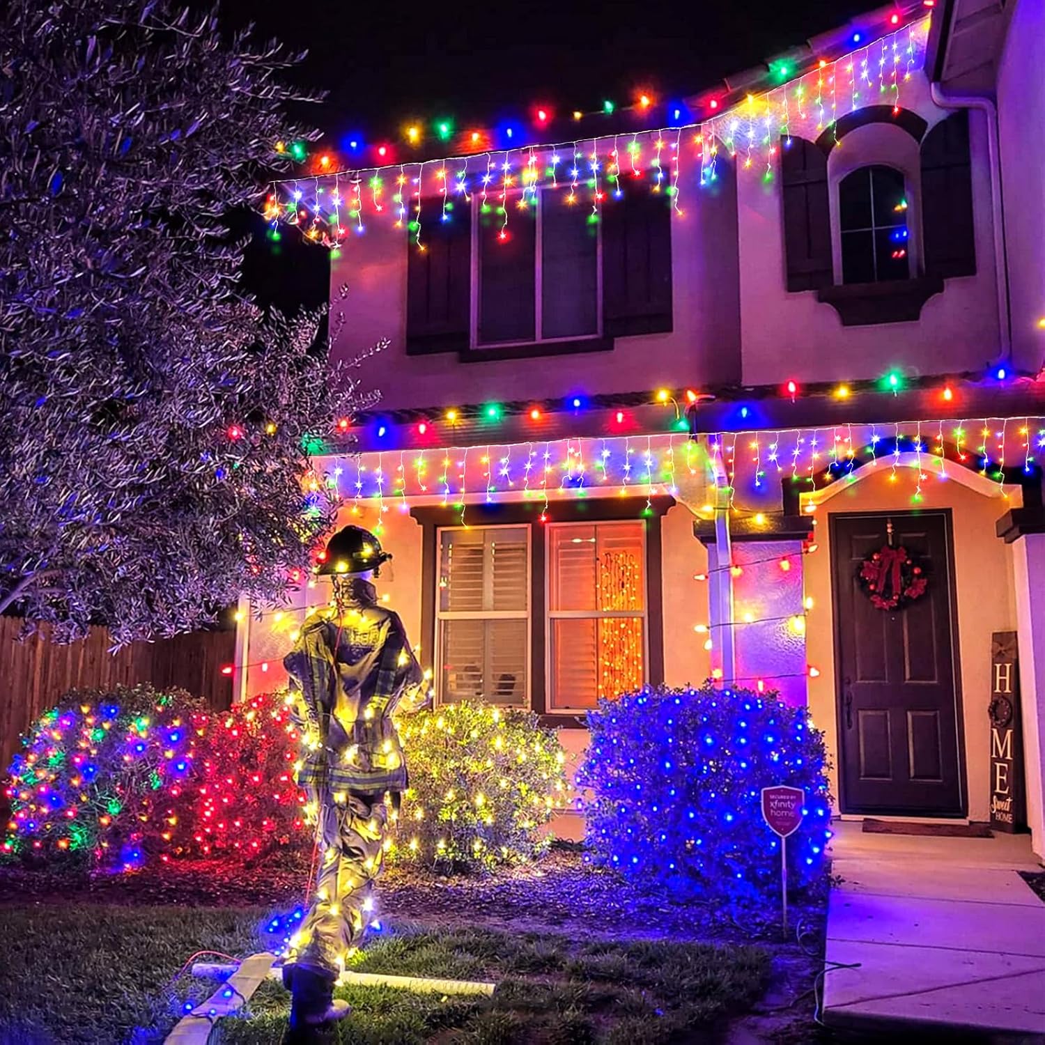 Luces de Navidad de carámbano para exteriores, 33 pies, 400 luces LED de carámbano para exteriores, luces parpadeantes para interiores con 8 modos