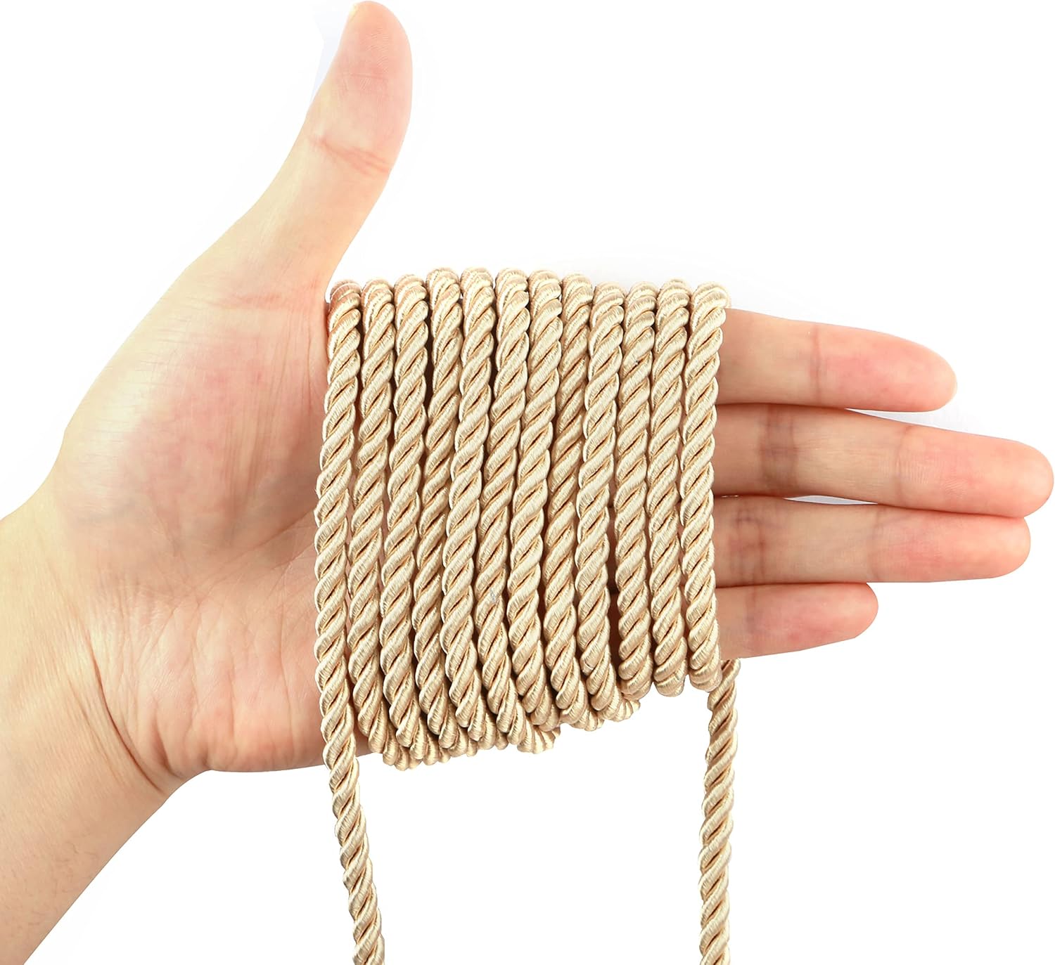 BEL AVENIR Cuerda trenzada de 0.236 in y 16 yardas, cuerda decorativa de nailon hecha a mano para costura, manualidades, tapicería, decoración del