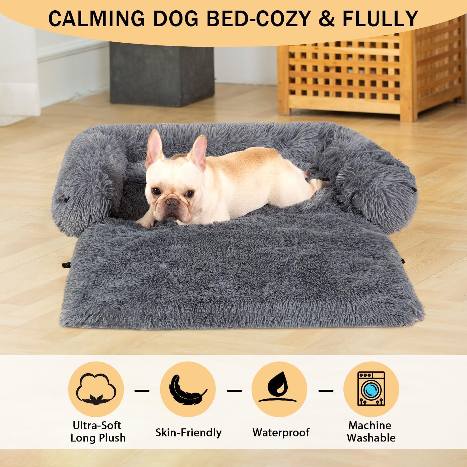 Alfombrillas relajantes 4 en 1 para cama para perros, sofá para mascotas, protector de muebles con funda extraíble lavable, impermeable,