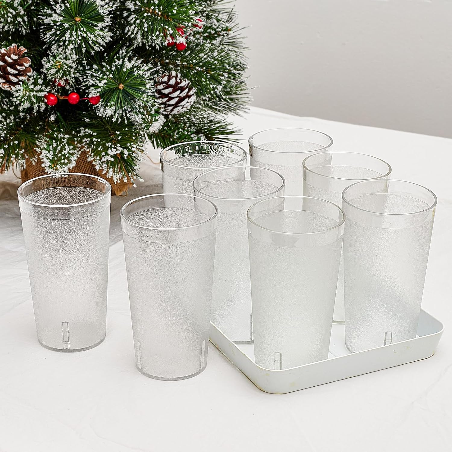 Vasos de plástico reutilizables, vasos de plástico para beber, juego de 8, vasos de plástico transparente para cocina, tazas apilables sin BPA para