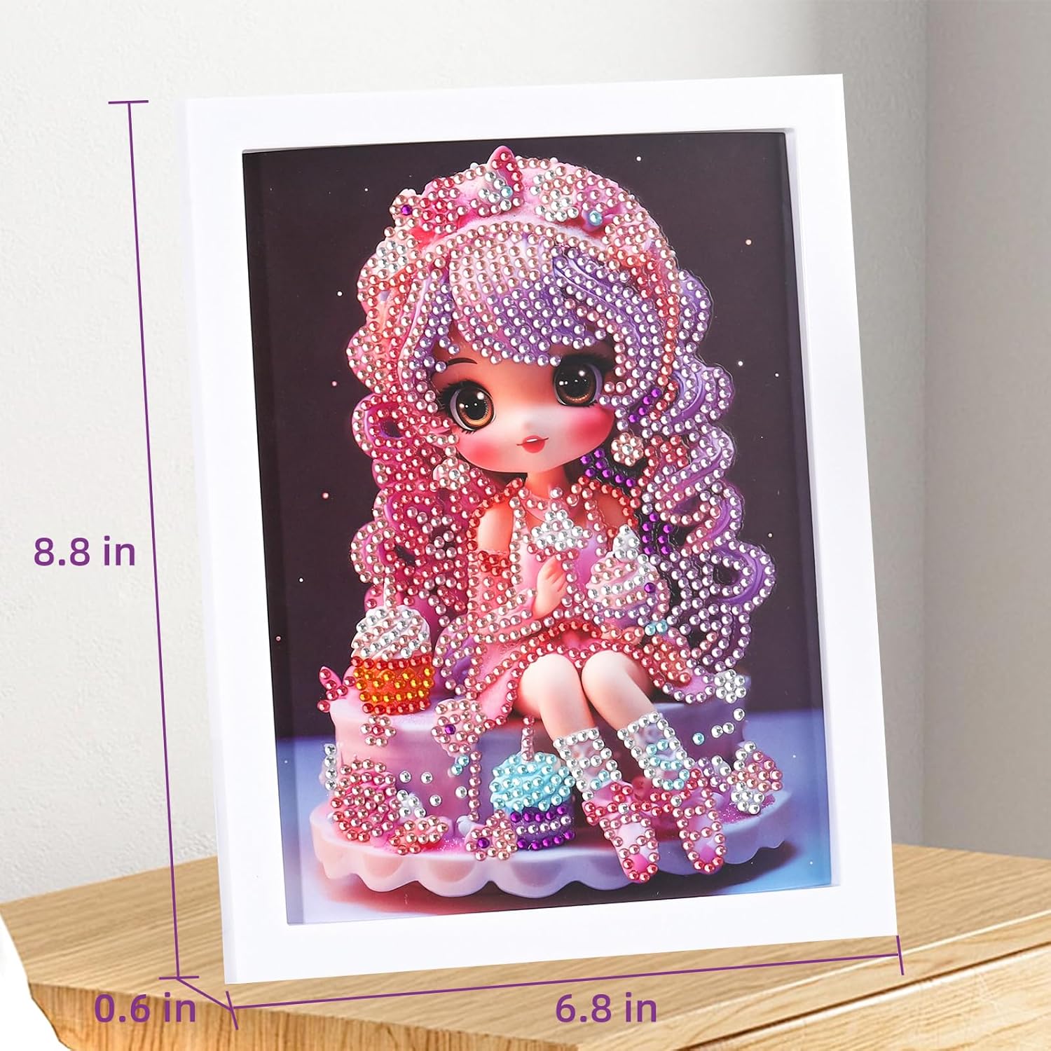 PracticeJQDEN Kits de pintura de diamantes 5D, arte de gemas para niños, kits de pintura por números con marco, kits de manualidades y puntos para