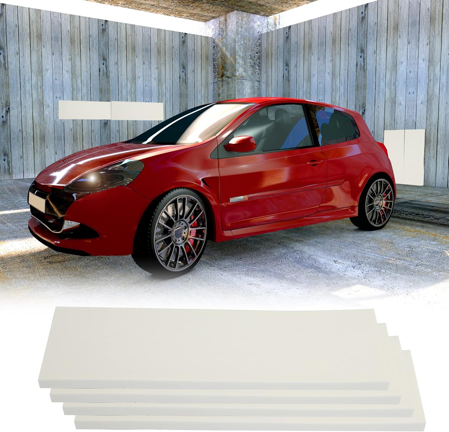 X AUTOHAUX 15.748 x 4.724 x 0.591in, 4 unidades, protector de pared para automóvil, garaje, puerta, anticolisión, impermeable, color blanco