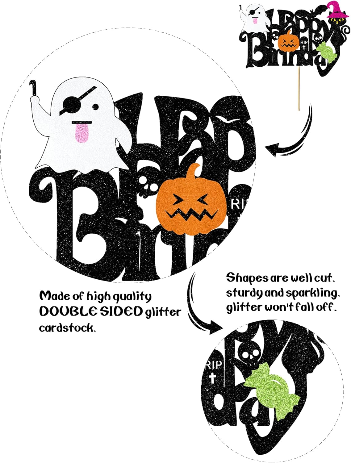 Finestore168 – Decoración para pastel de cumpleaños de Halloween, calabaza, fantasma, caramelo, decoración de Halloween, suministros de fiesta de