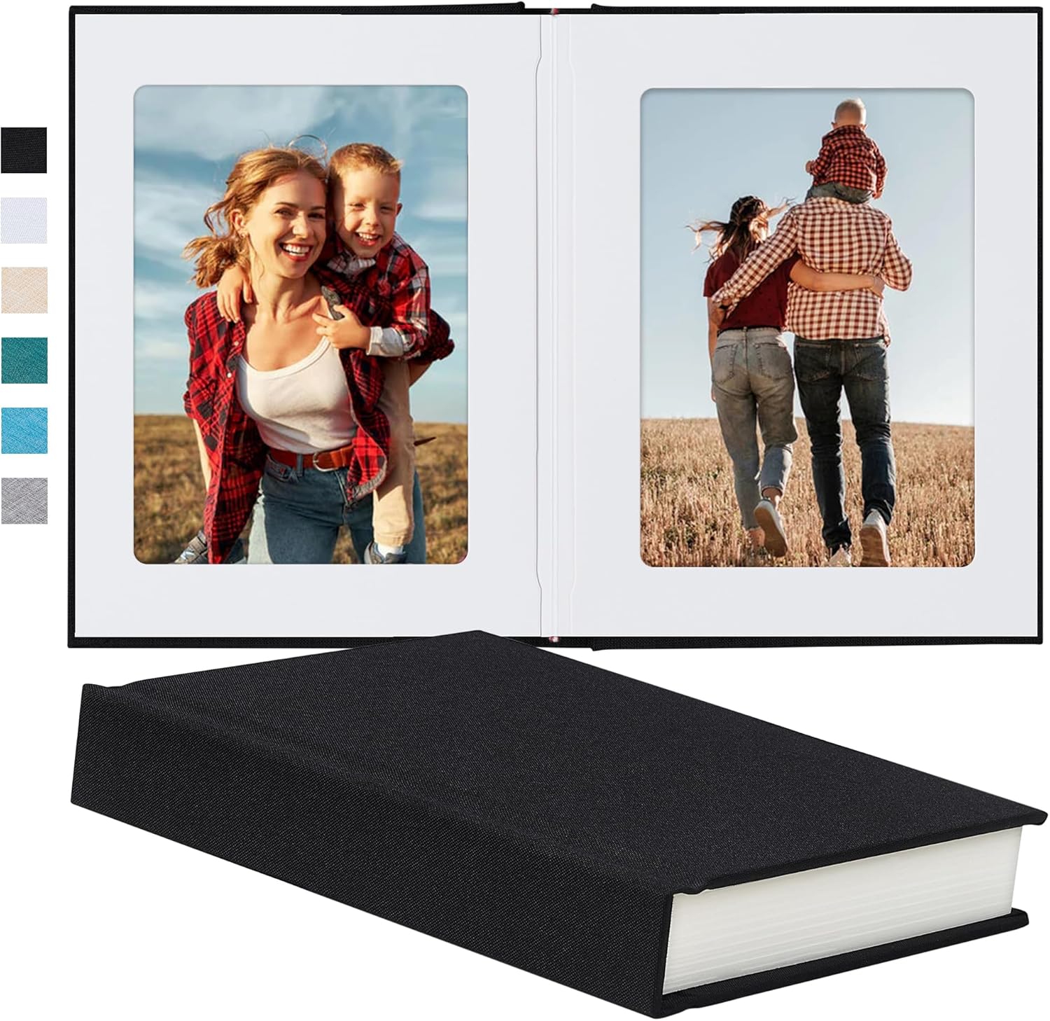 Pssoss Álbum de fotos de 5 x 7 pulgadas con cubierta de lino para escritura, álbum de fotos de 5 x 7 pulgadas, con capacidad para 30 fotos, ideal