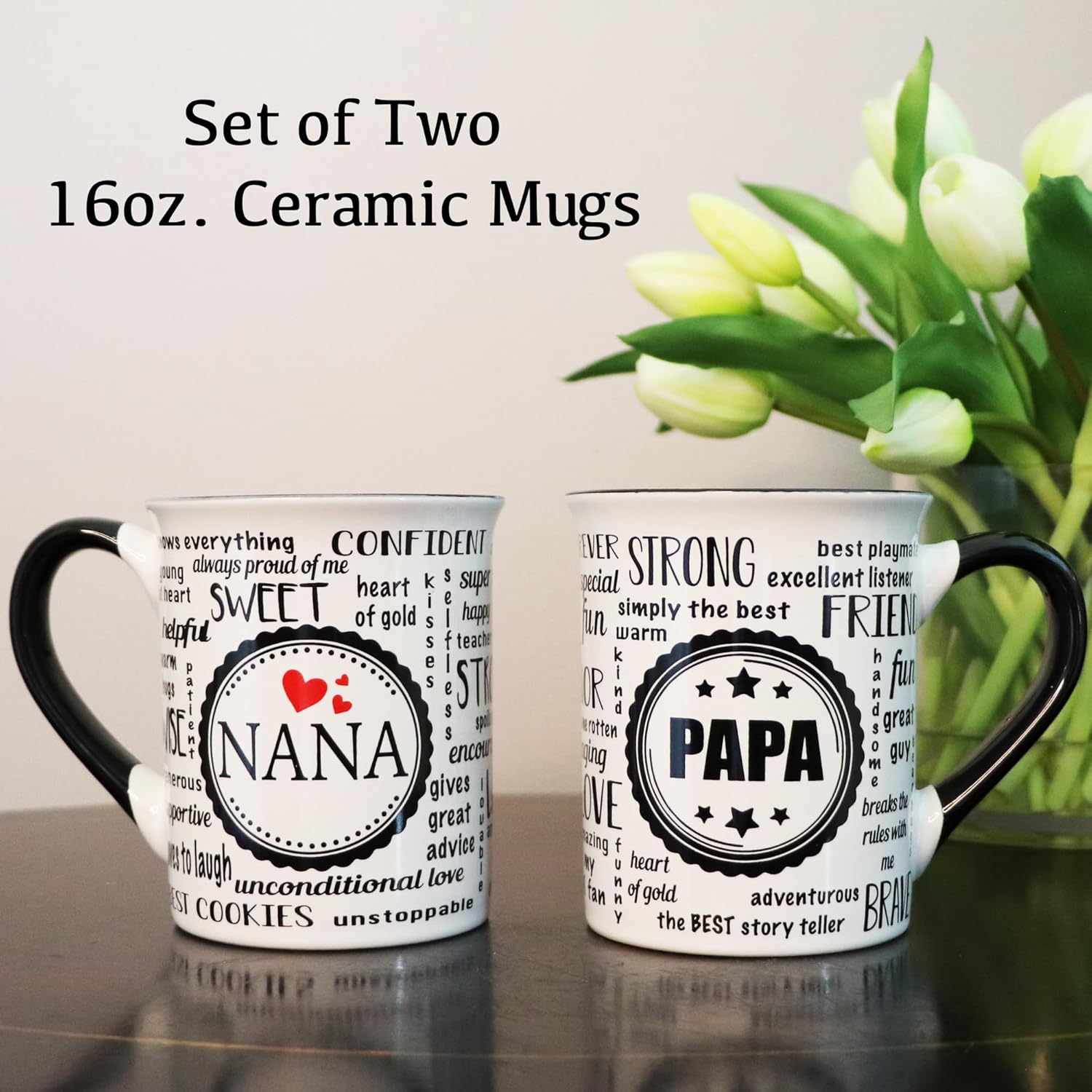 Cottage Creek Tazas de Nana Papa, regalos de Nana Papa, juego de tazas de 2 piezas para abuela y papá, anuncio de embarazo para abuelos, tazas de
