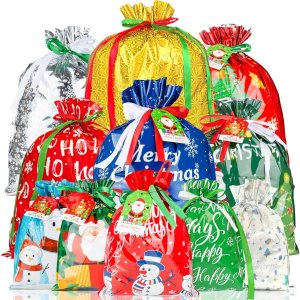 Regalo de envoltura de 10 segundos  38 bolsas de regalo de Navidad con cordón de varios tamaños pequeños, medianos y grandes, bolsas de regalo de Regalo de envoltura de 10 segundos  38 bolsas de regalo de Navidad con cordón de varios tamaños pequeños, medianos y grandes, bolsas de regalo de