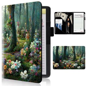 Libros para camarera con bolsillo con cremallera, libro de camarera de hadas, bloc de notas de cuero, organizador de carteras de servicio, soporte Libros para camarera con bolsillo con cremallera, libro de camarera de hadas, bloc de notas de cuero, organizador de carteras de servicio, soporte